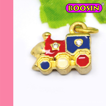 En gros Mini Train Or Bracelet Charm # 17596